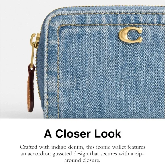 Coach Zip Wallet/Card Case - Denim Indigo NWT✨ - Picture 4 of 4